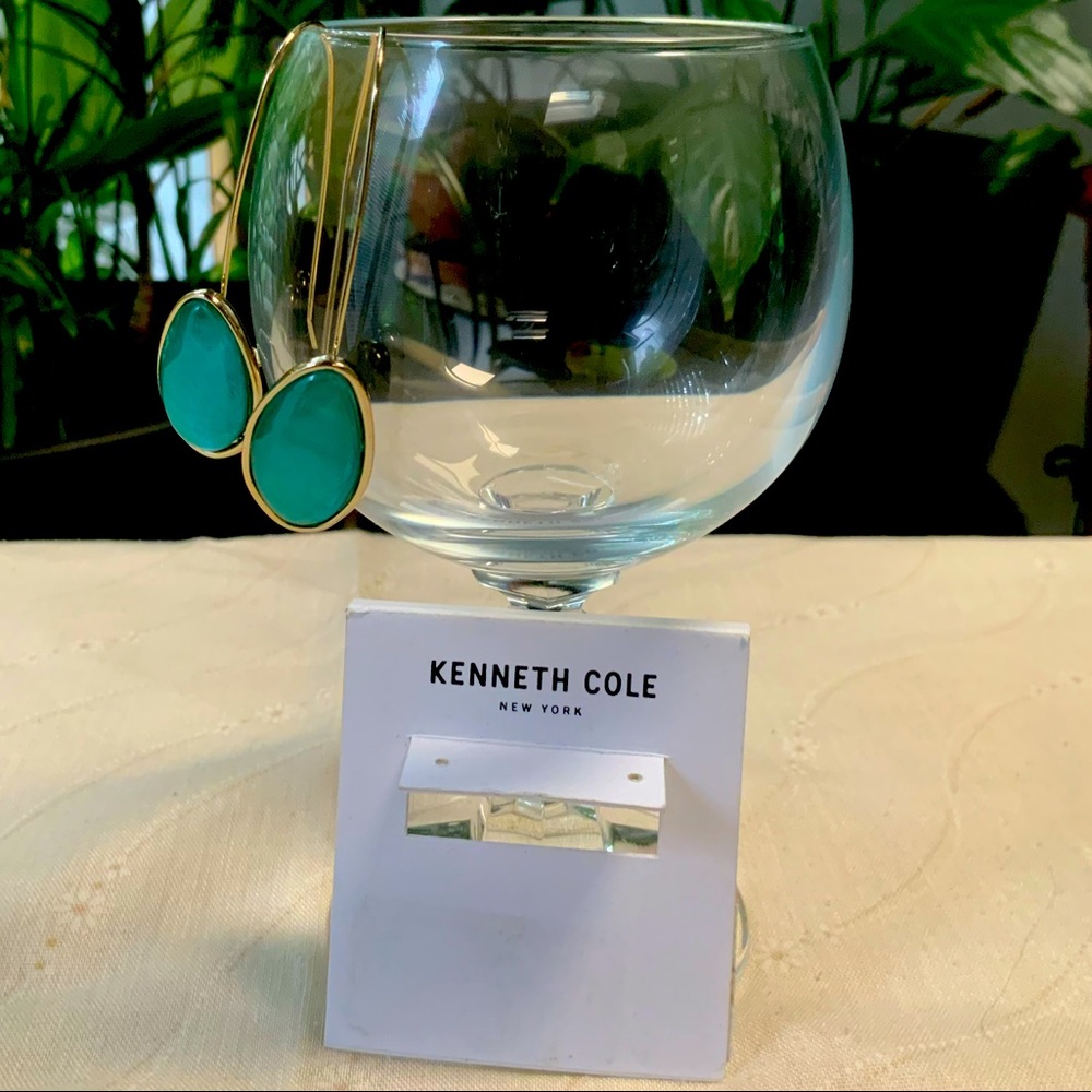 Kenneth Cole aqua and gold earrings